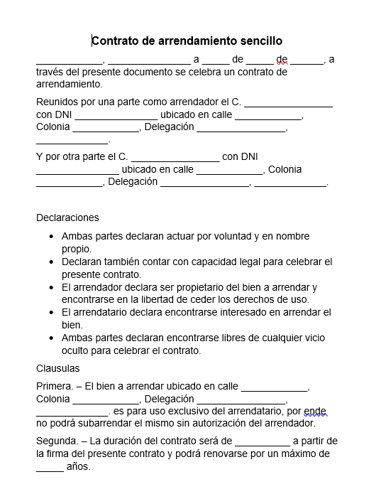 Ejemplos De Contrato De Arrendamiento De Vivienda 9434